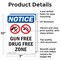 Signmission Gun Free Drug Free Zone OSHA Notice Sign, Aluminum, 7in W x 10in L, 2PK OS-2PACK-NS-A-710-V-13177 - alternate 3